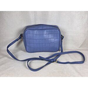 Neiman Marcus Blue Moc Croc Crossbody Purse